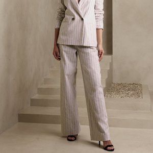 High-Rise Linen-Blend Pants